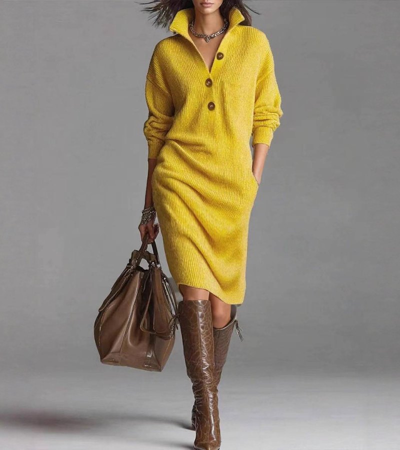 Stella | Women's Mock Neck Sweater Dress Orange