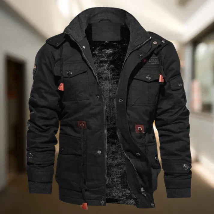 Dama Washington Humbert men's hooded military jacket - front view