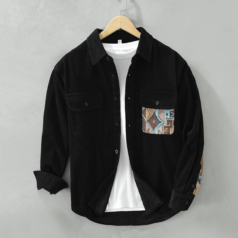 Wade | Men's Cream Corduroy Shirt Long Sleeve Relaxed Fit