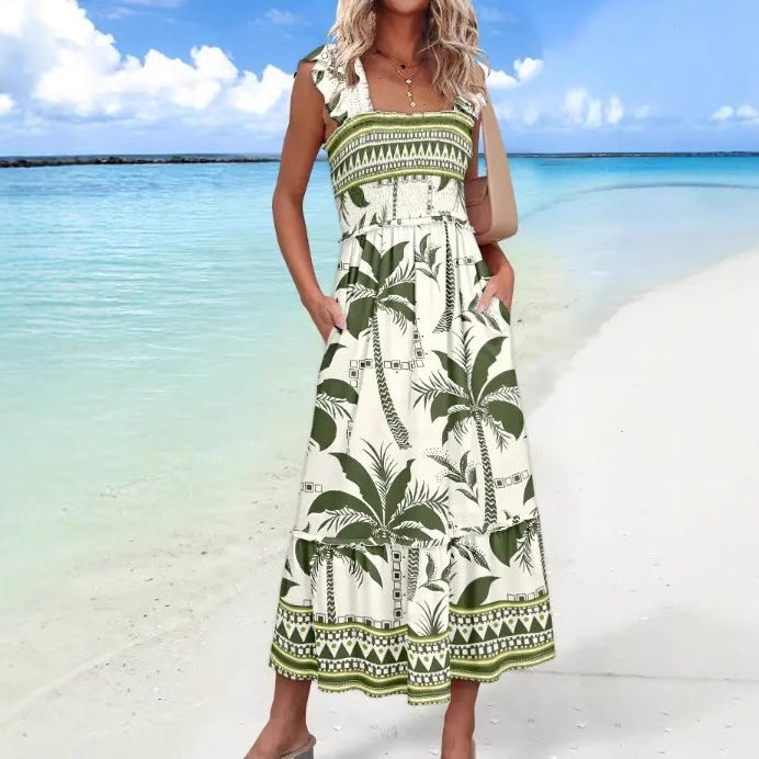 Mia | Women's Embroidered Midi Dress Black Sleeveless