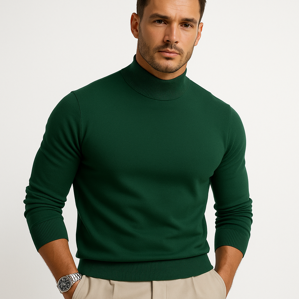 Ethan | Men's Turtleneck Sweater Cream Long Sleeve