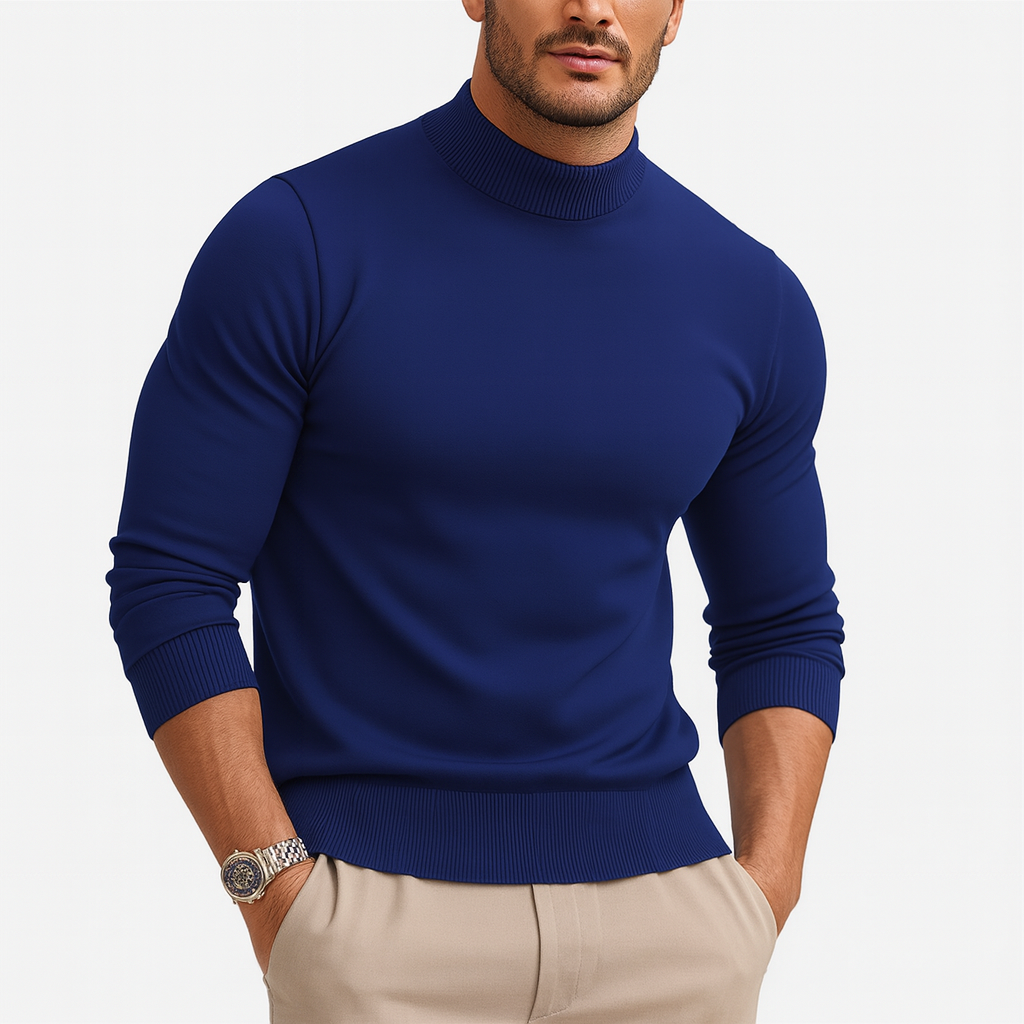 Ethan | Men's Turtleneck Sweater Cream Long Sleeve
