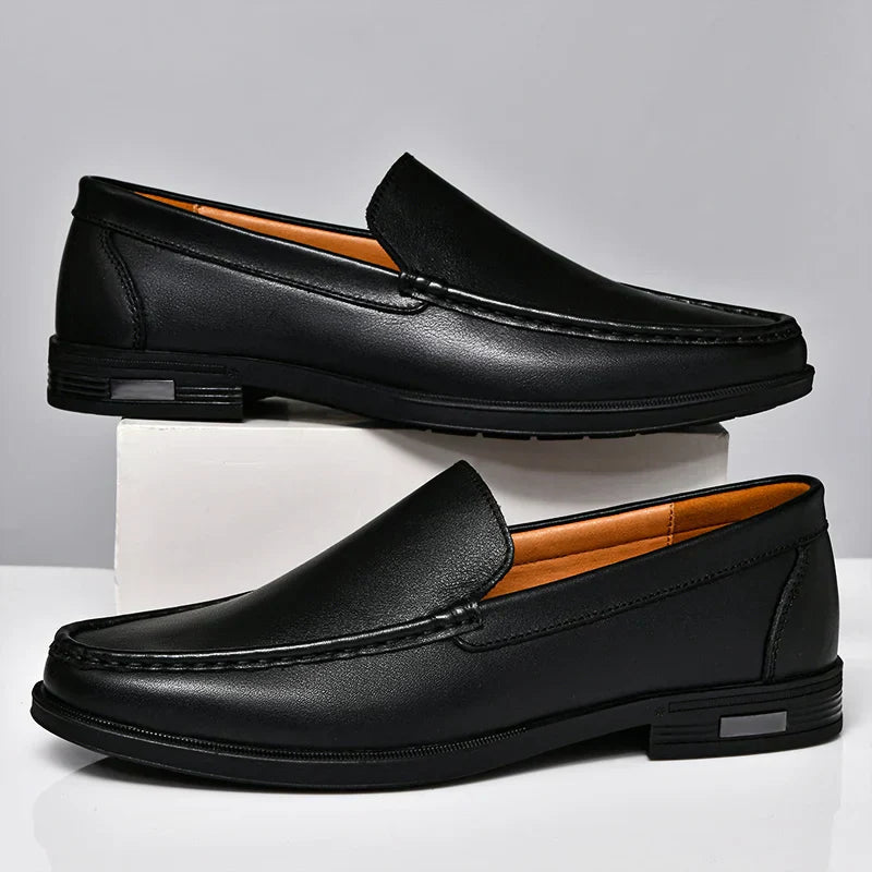 Nash | Men's Leather Loafer Black Slip On Shoes