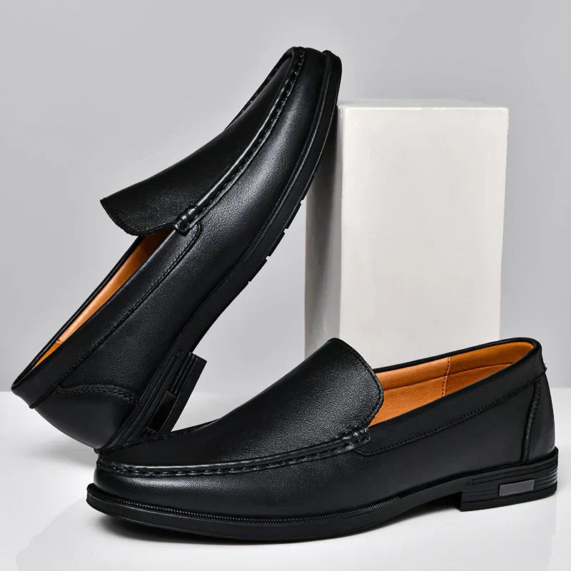 Nash | Men's Leather Loafer Black Slip On Shoes