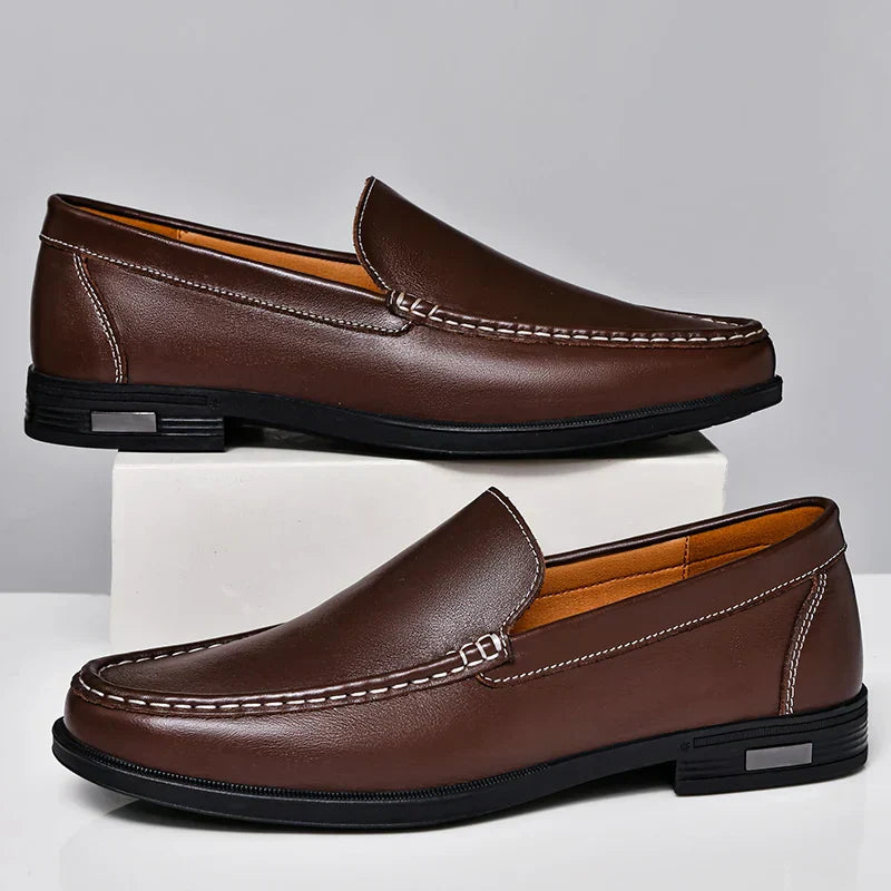 Nash | Men's Leather Loafer Black Slip On Shoes