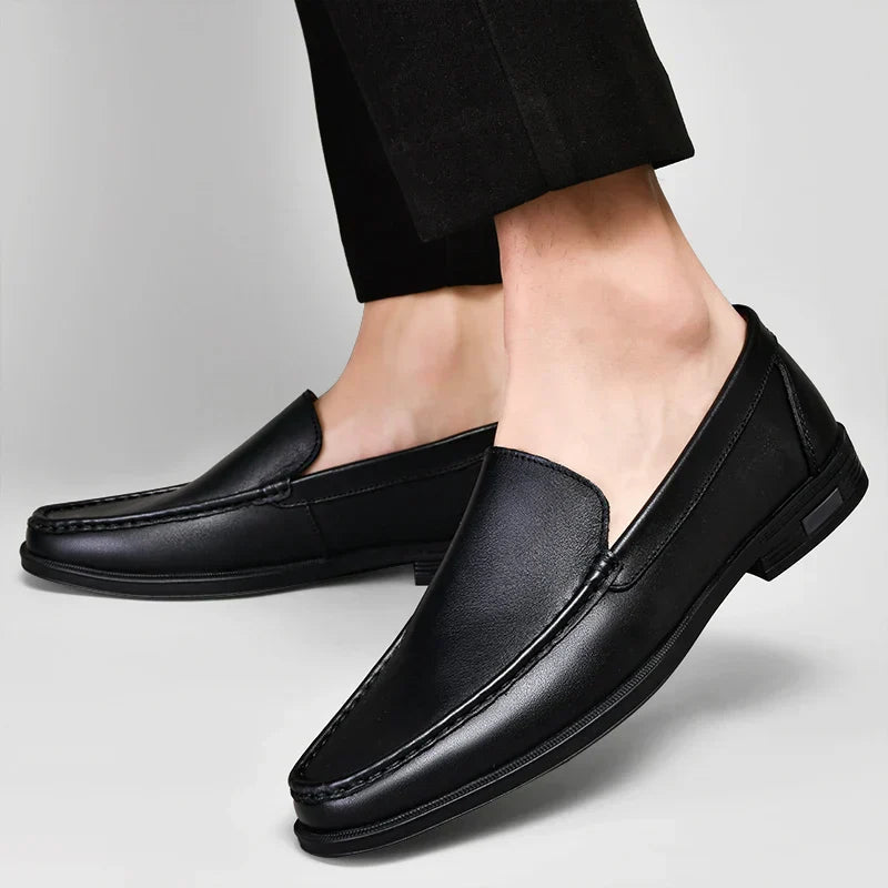 Nash | Men's Leather Loafer Black Slip On Shoes