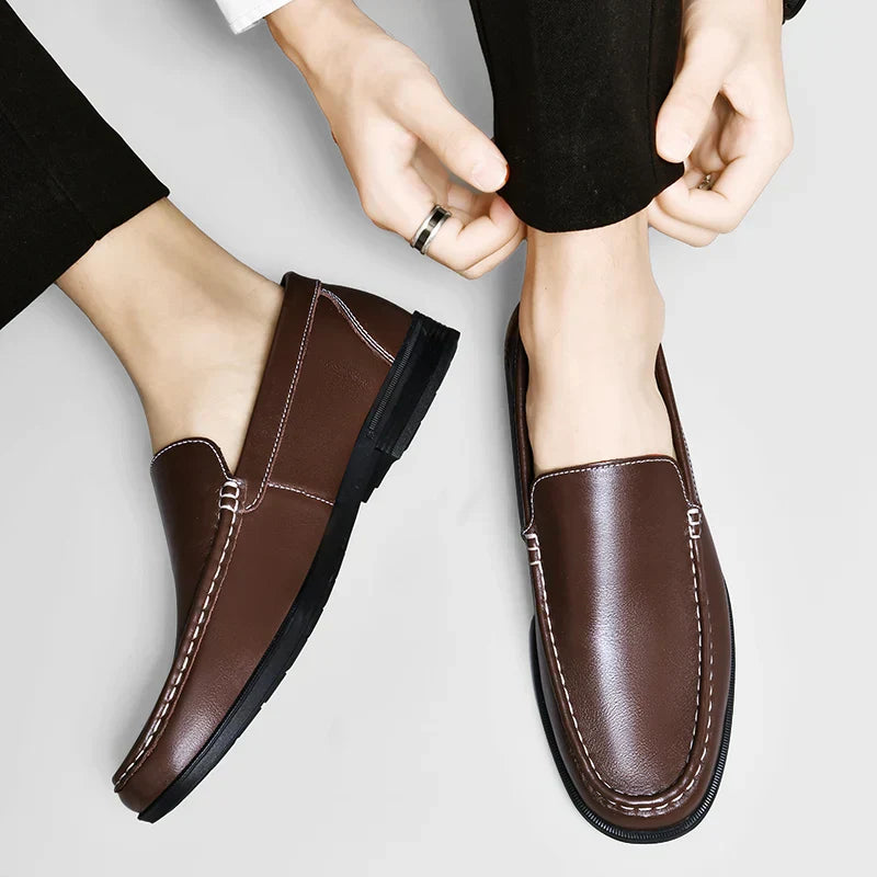 Nash | Men's Leather Loafer Black Slip On Shoes