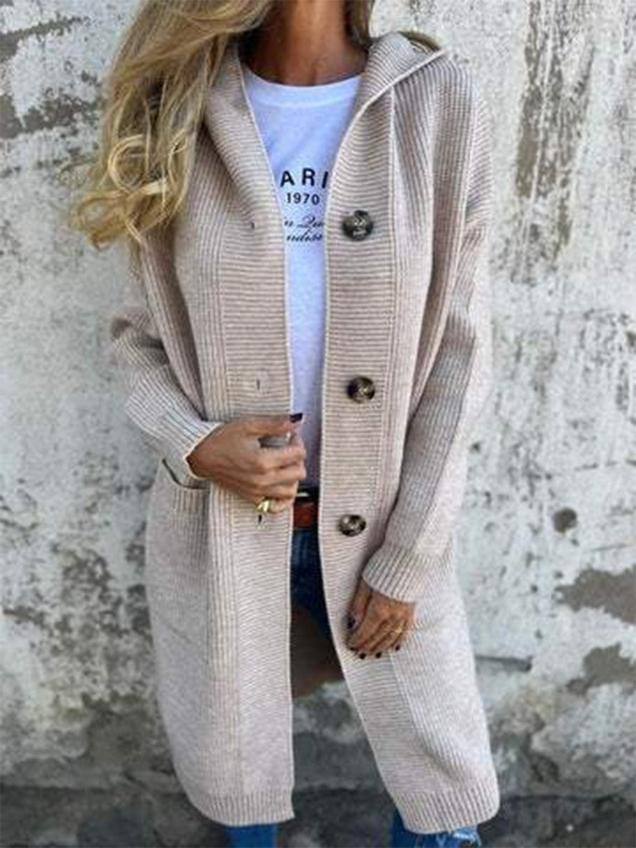 Dama Washington Helena women's longline hooded cardigan - front view
