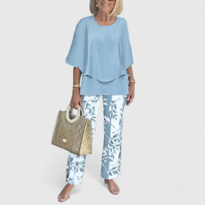 Stella | Women's Lounge Set Sage Green Floral Print Pants
