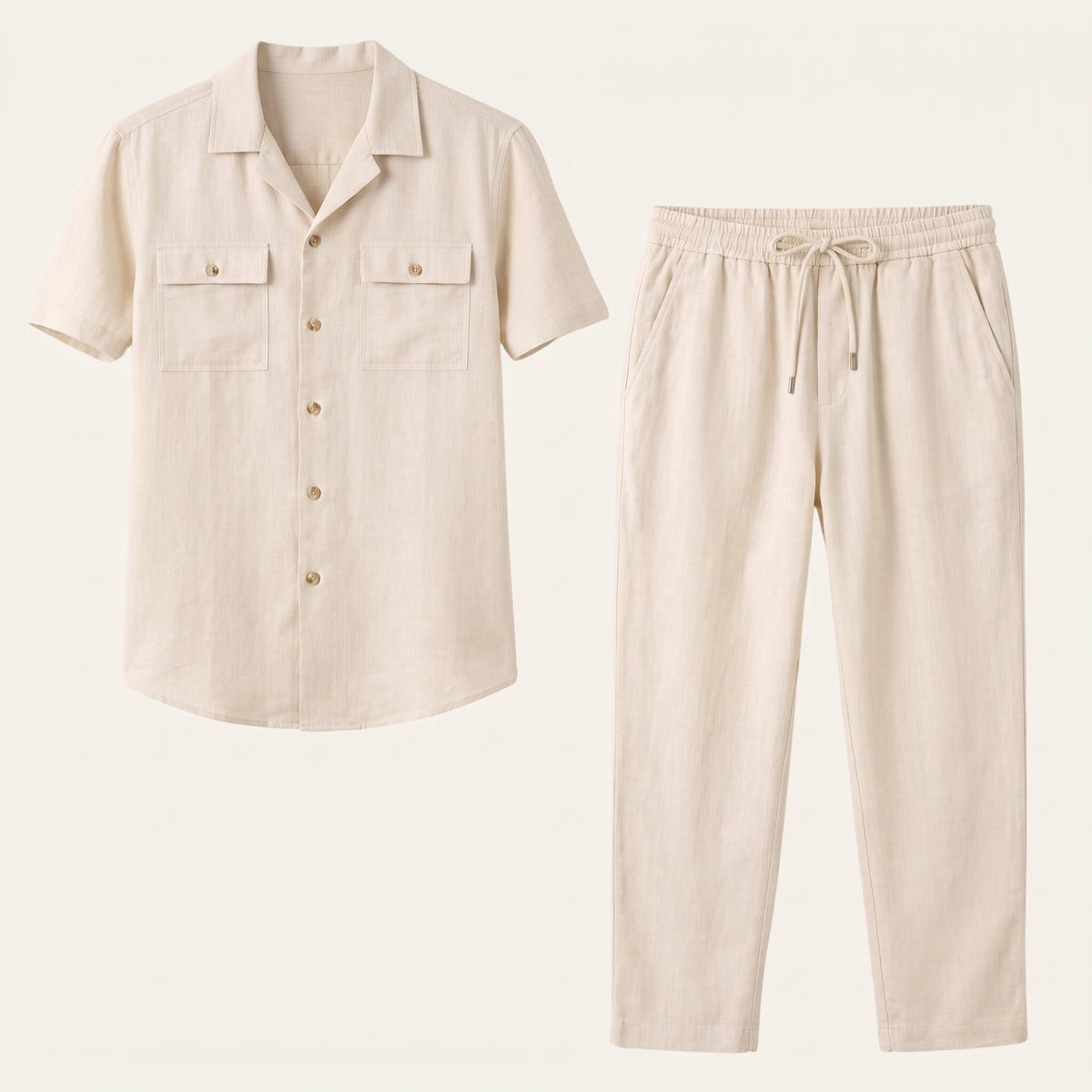 Dama Washington Marco linen matching set Khaki - product flat lay