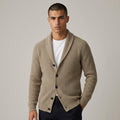 Dama Washington Blake men's ribbed knit shawl collar cardigan Grey - model front view
