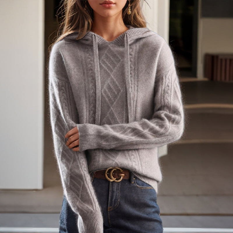 Dama Washington Isolde women's cable knit long sleeve pullover hoodie - view 2