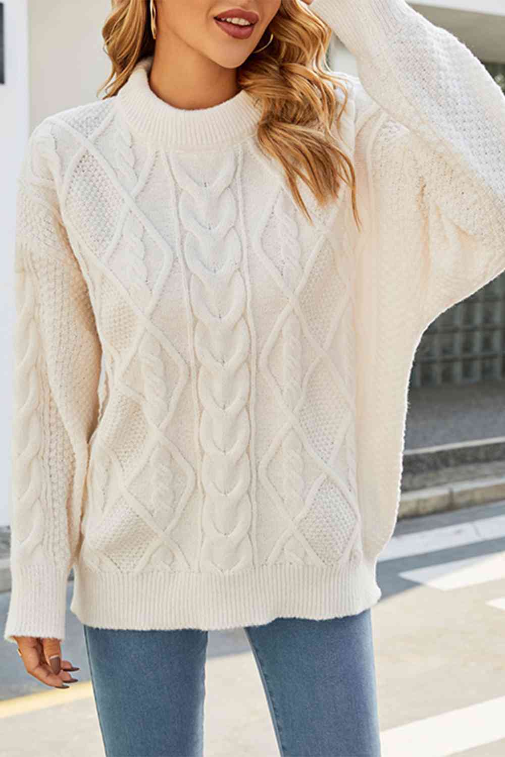 Dama Washington Domenica women's oversized cable knit sweater - front view