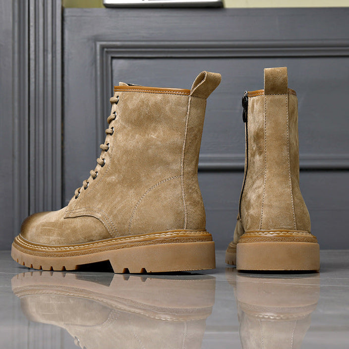 Hale | Men's Tan Suede Lace Up Combat Boots