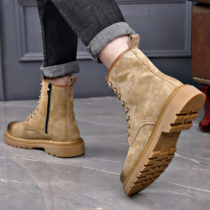 Hale | Men's Tan Suede Lace Up Combat Boots