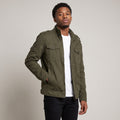 Dama Washington Flint men's military cargo jacket olive green stand collar - model front view