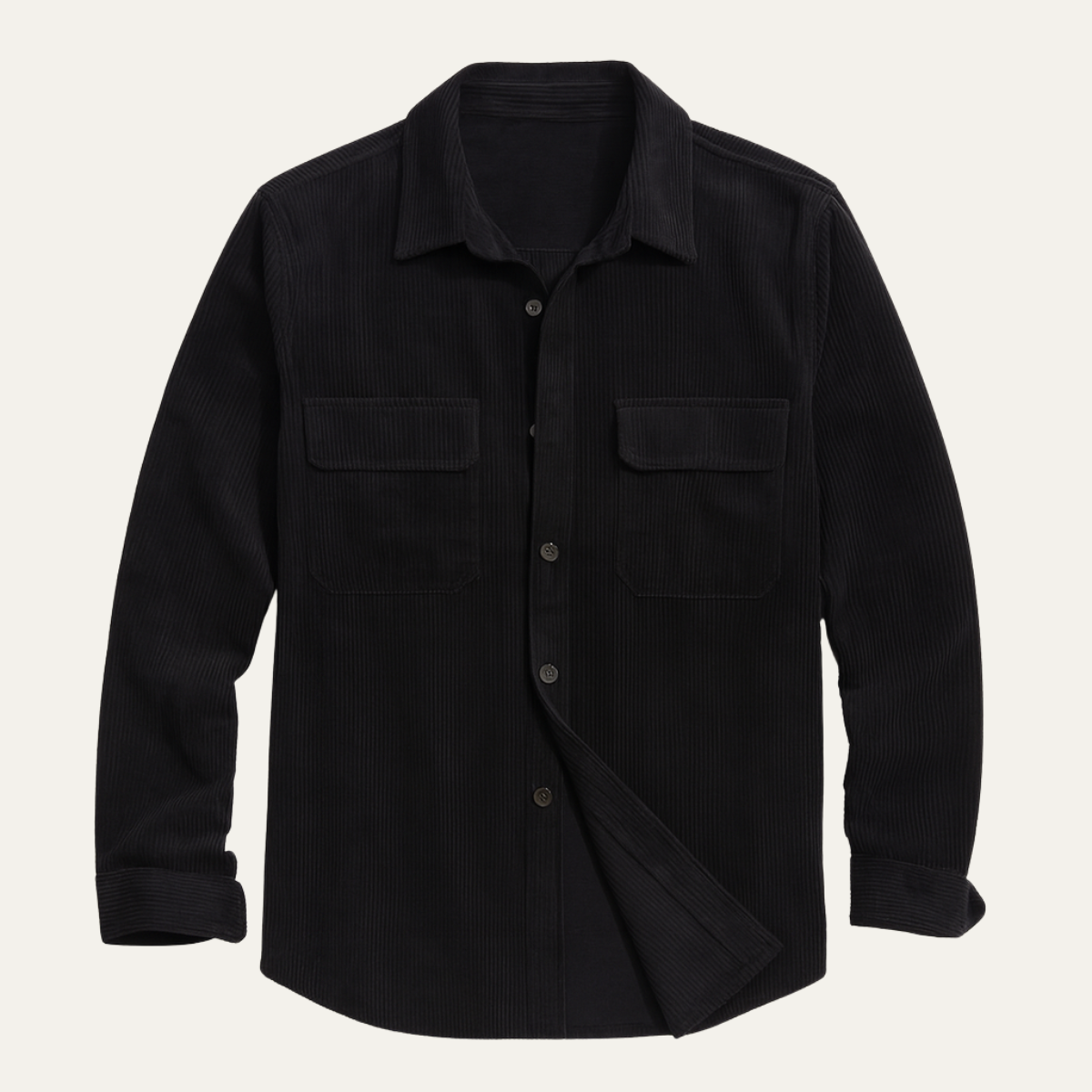 Bram | Men's Casual Corduroy Button Up Shirt Jacket Black