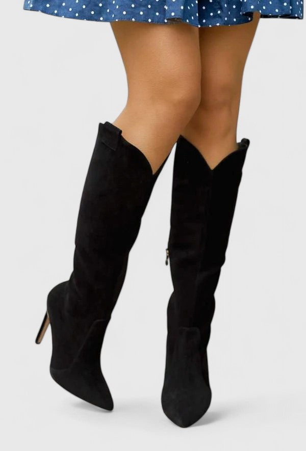 Aria | Women's Brown Leather Heeled Knee High Boots