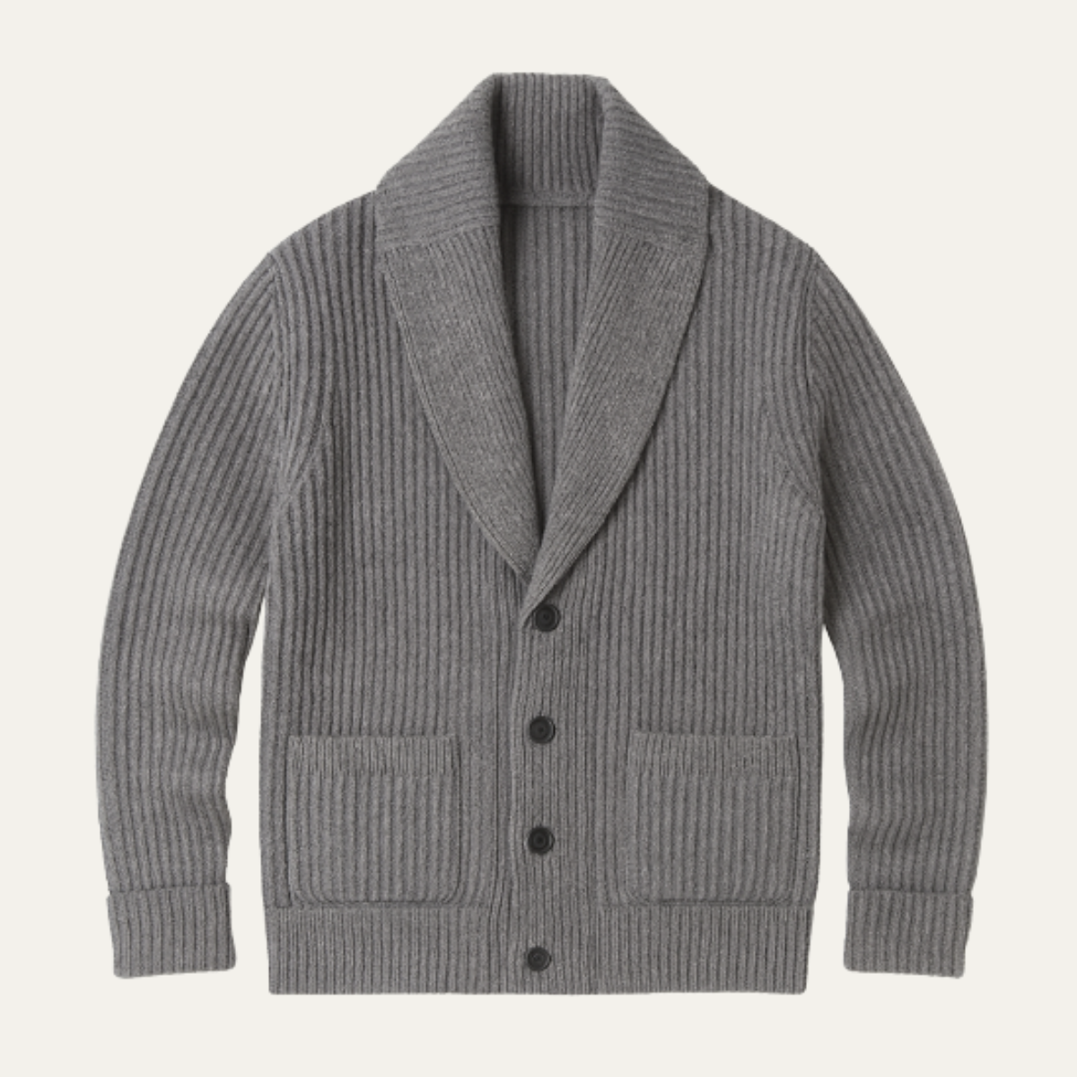 Flint | Men's Chunky Knit Cardigan Gray Shawl Collar