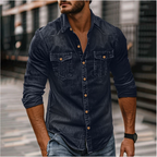 Dama Washington Soren men's denim shirt medium blue long sleeve button up - view 2