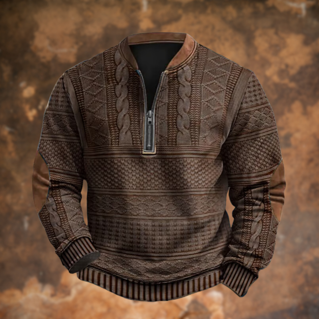 Wyatt | Men's Cable Knit Quarter Zip Sweater Light Blue