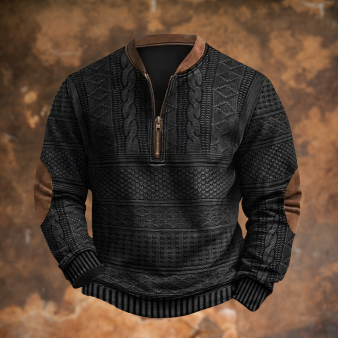Wyatt | Men's Cable Knit Quarter Zip Sweater Light Blue