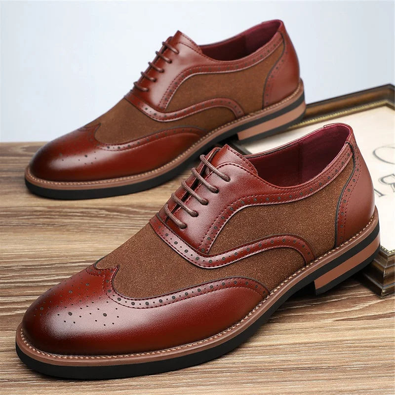 Pax | Men's Wingtip Oxford Dress Shoes Black Tan Sole