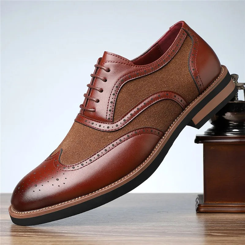 Pax | Men's Wingtip Oxford Dress Shoes Black Tan Sole