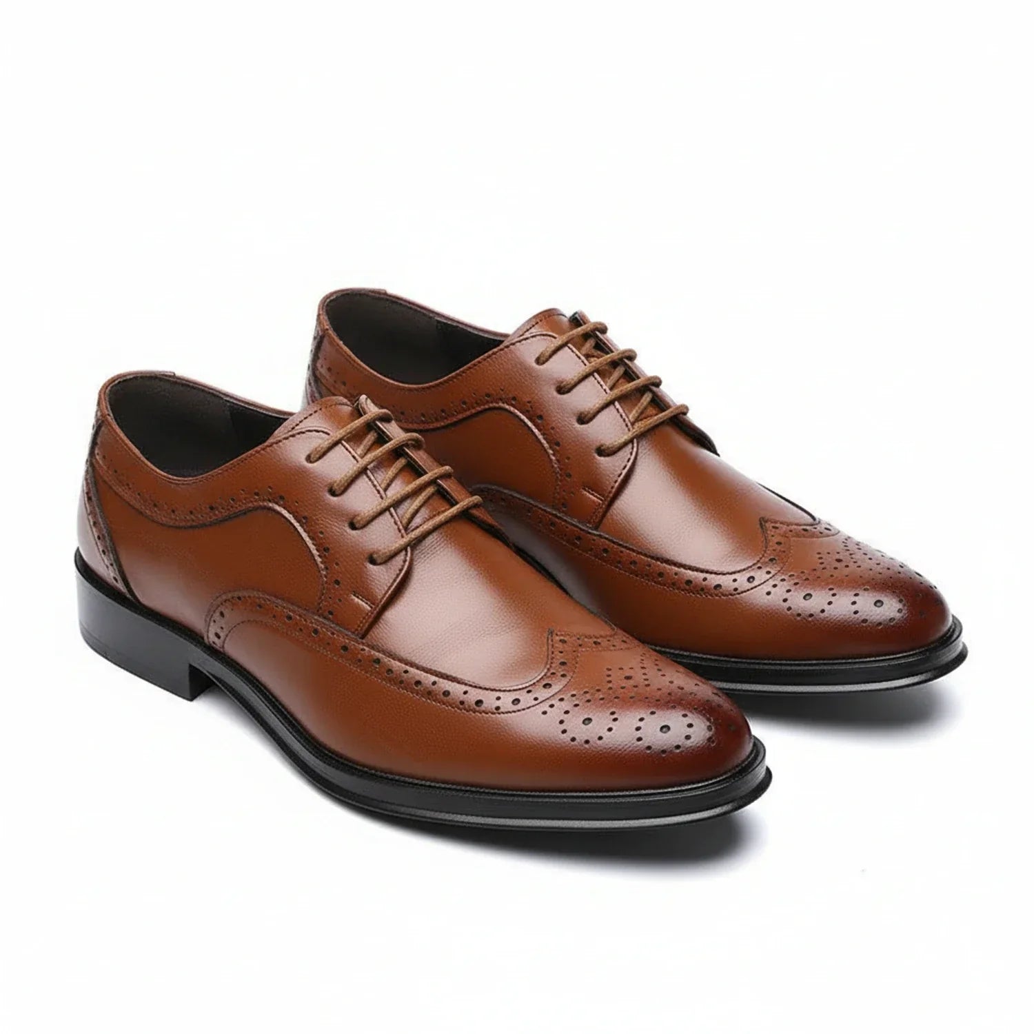 Axel | Men's Brogue Oxford Dress Shoes White Black Sole