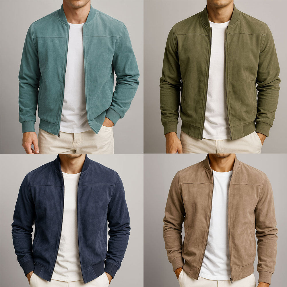 Axel | Men's Suede Zip Jacket Casual Beige