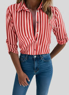 Dama Washington Vera women's striped button down shirt blue white - view 2