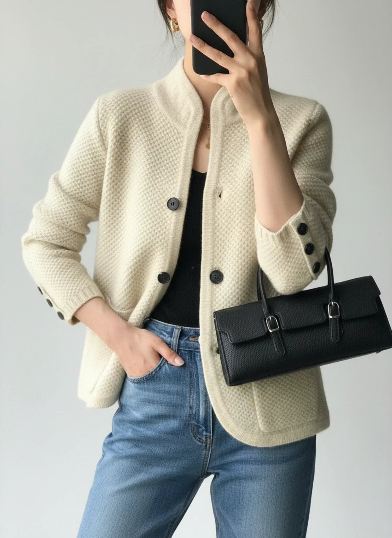 Ada | Women's Cable Knit Cardigan Cream Button Front