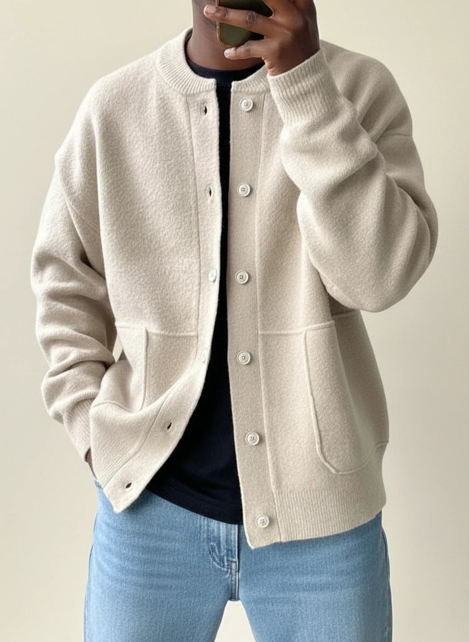 Cliff | Men's Wool Cardigan Sweater Sage Green Button Front