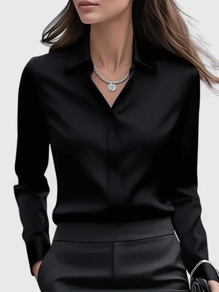 Mia | Women's Button Down Shirt Navy Long Sleeve
