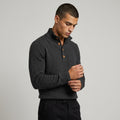 Dama Washington Ash button mock neck sweater Grey - model front view