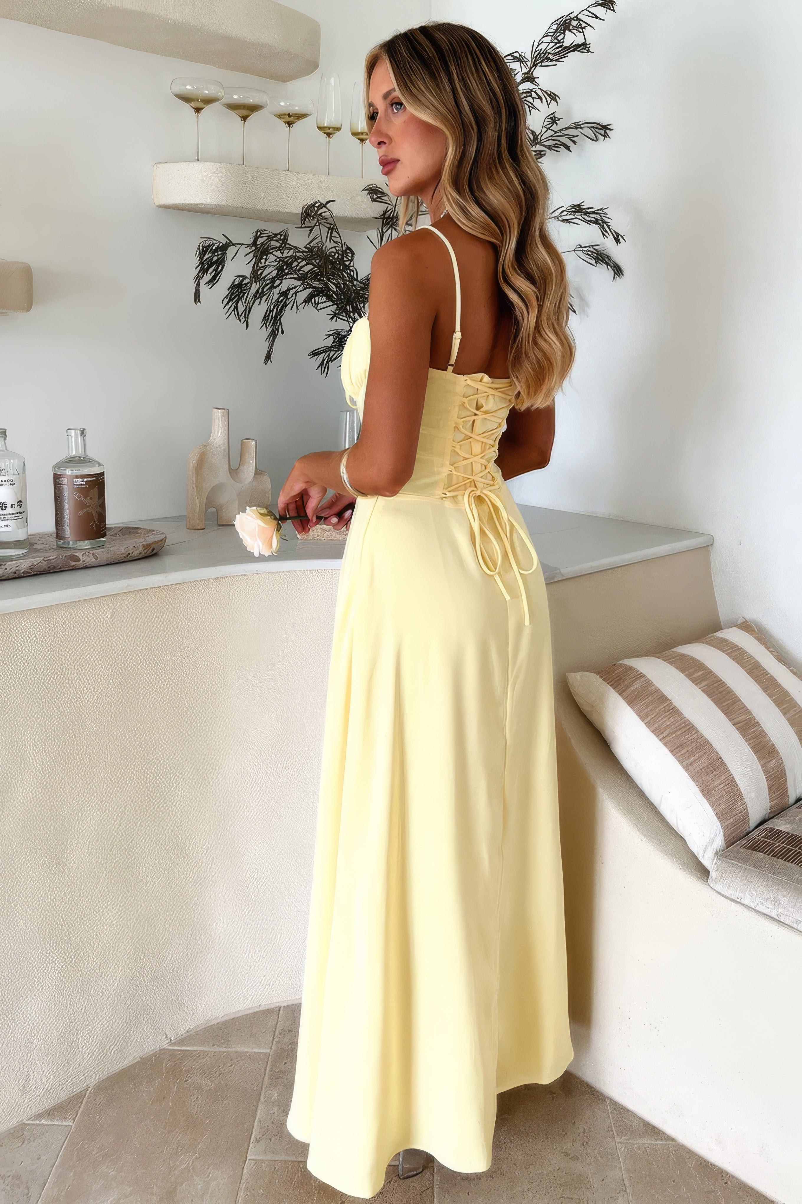 Freya | Women's Sleeveless Maxi Dress Cream Sweetheart Neckline
