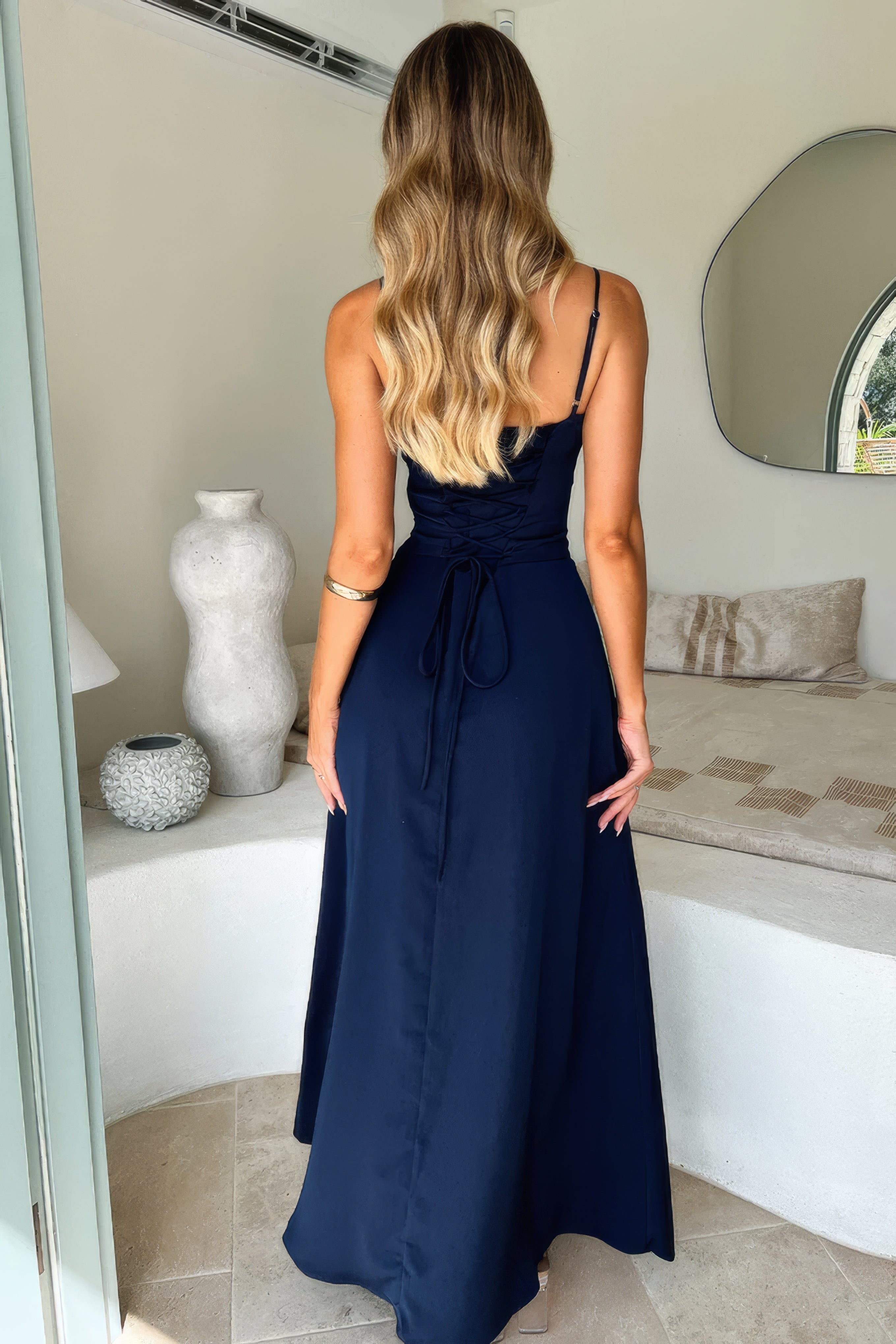 Freya | Women's Sleeveless Maxi Dress Cream Sweetheart Neckline