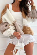 Dama Washington Opal women's colorblock knit cardigan cream tan white - front view