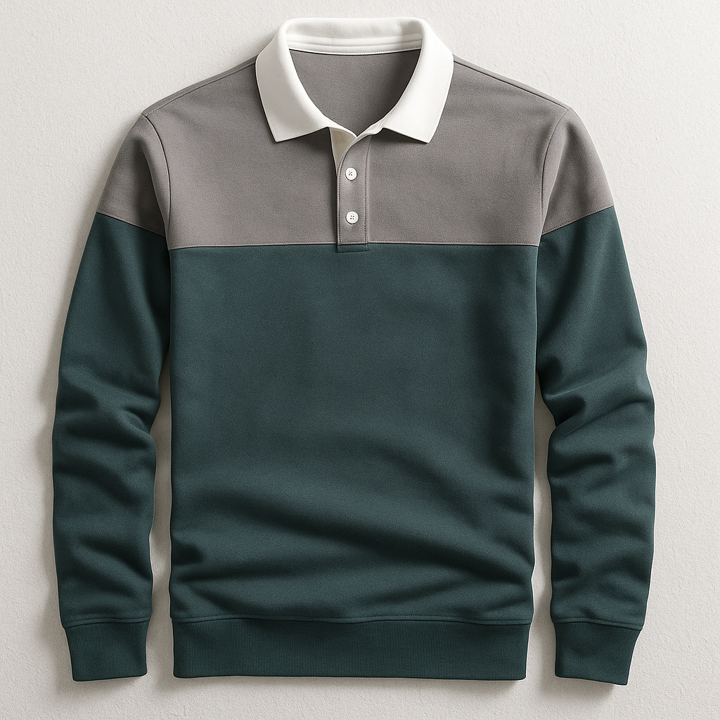 Grant | Men's Color Block Polo Shirt Gray Green