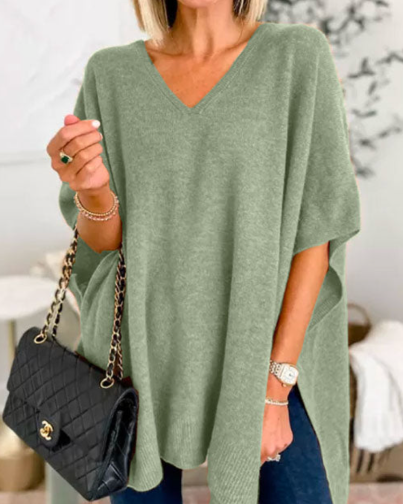 Margot | Women's V Neck Sweater Camel Oversized