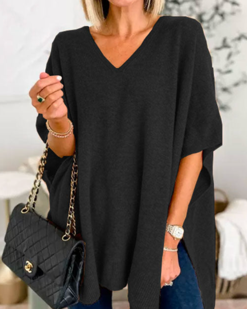 Margot | Women's V Neck Sweater Camel Oversized