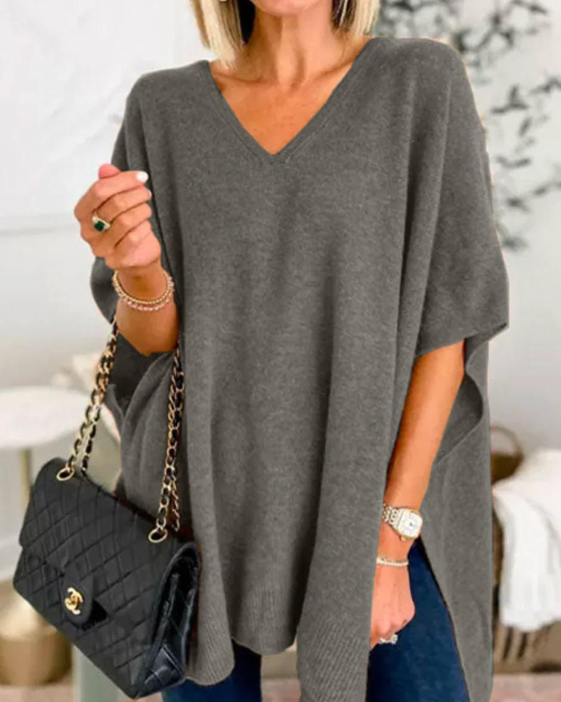 Margot | Women's V Neck Sweater Camel Oversized