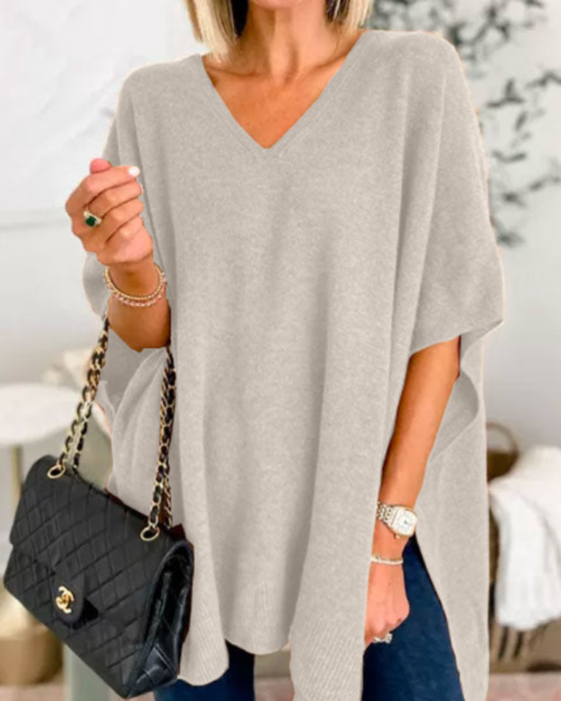 Margot | Women's V Neck Sweater Camel Oversized