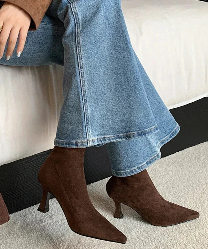 Dama Washington Winifred women's pointed toe kitten heel ankle boots - front view