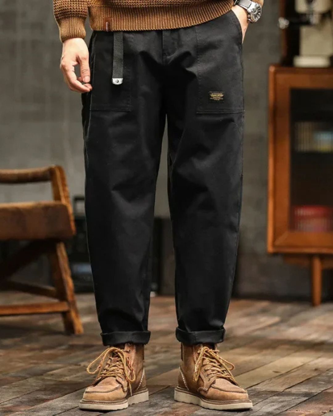 Voss | Men's Cargo Pants Olive Green Relaxed Fit