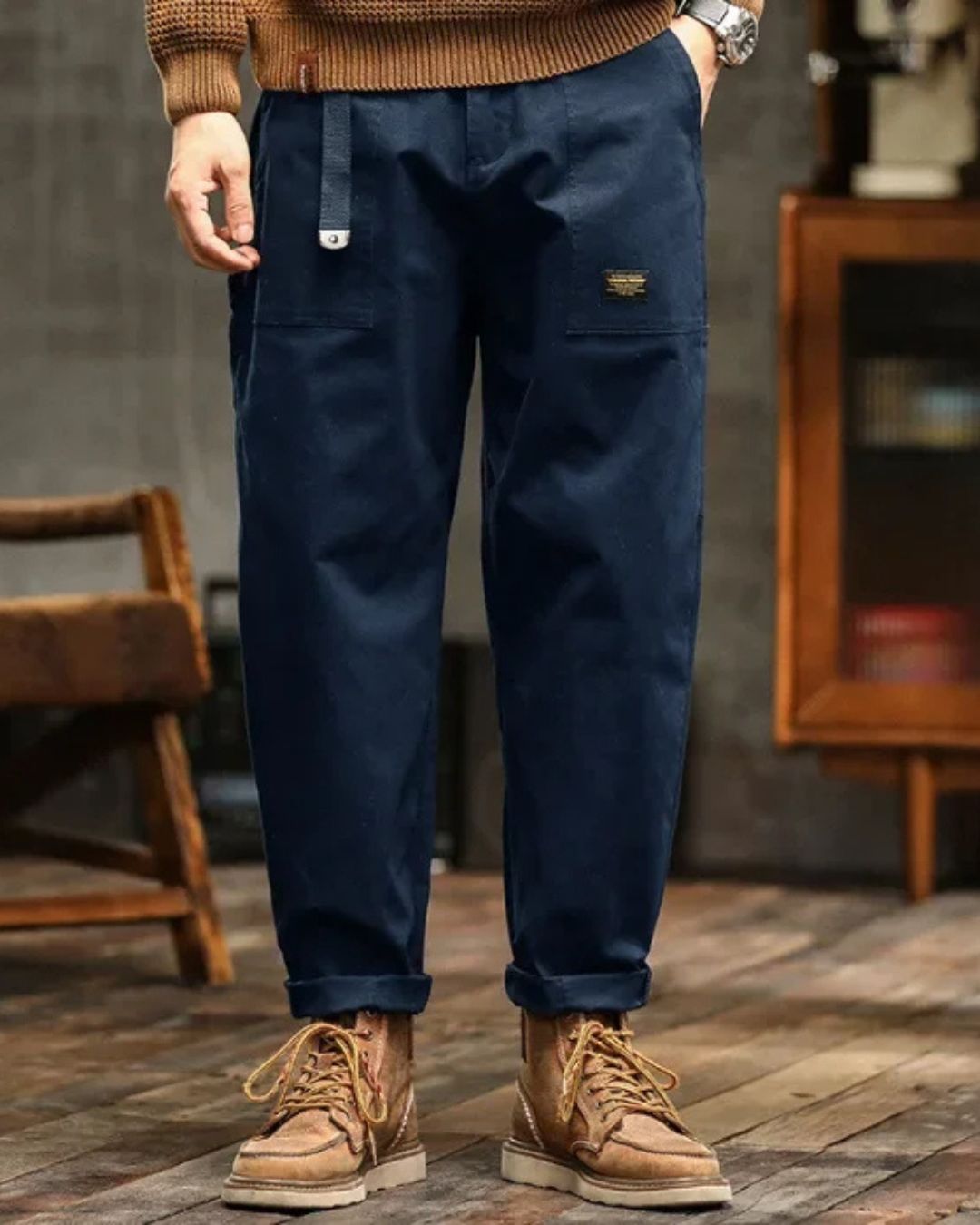 Voss | Men's Cargo Pants Olive Green Relaxed Fit