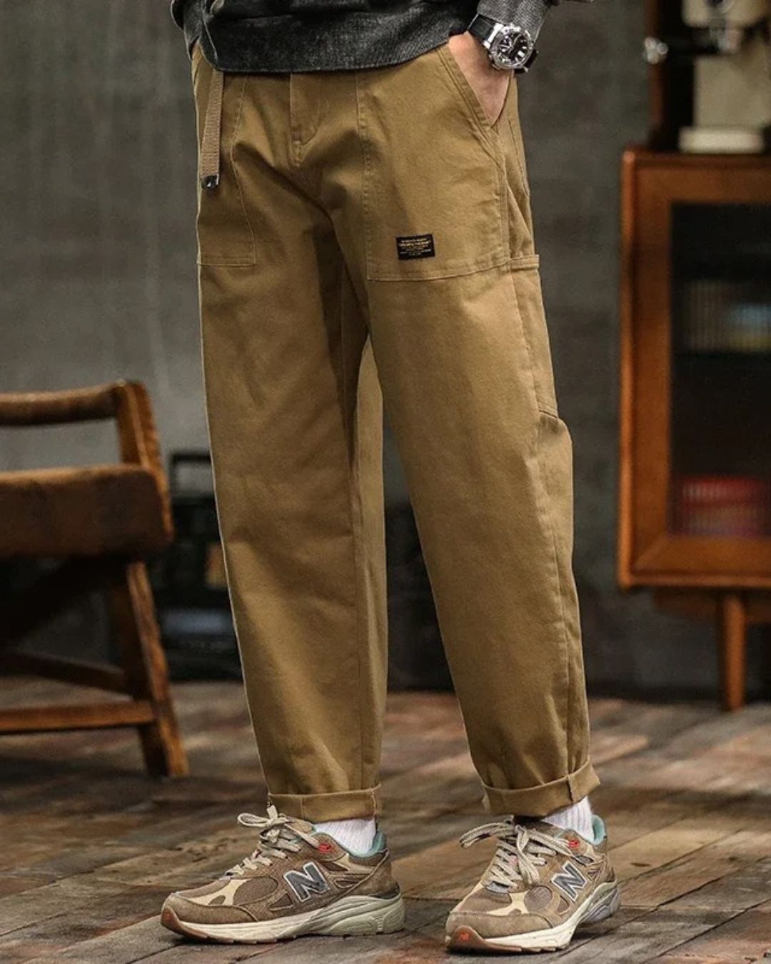 Voss | Men's Cargo Pants Olive Green Relaxed Fit