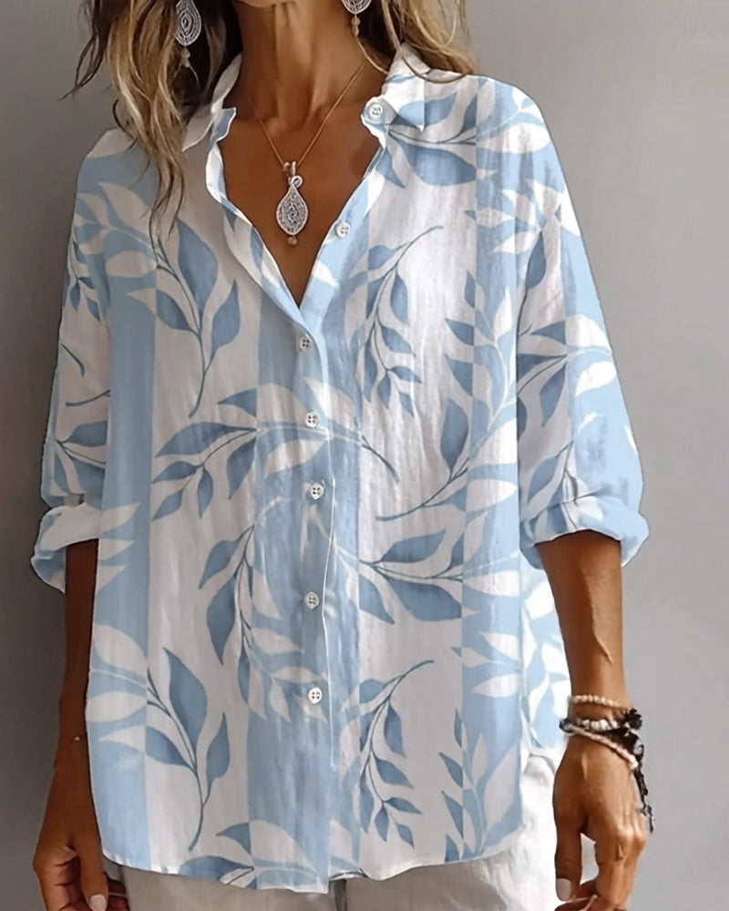 Opal | Women's Floral Button Up Shirt Light Blue