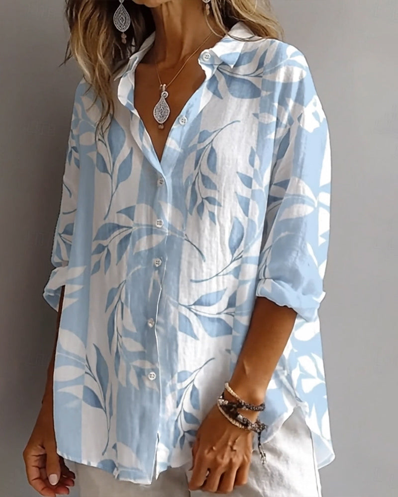 Opal | Women's Floral Button Up Shirt Light Blue
