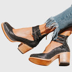 Dama Washington Rue women's leather block heel bootie brown buckle strap - view 9